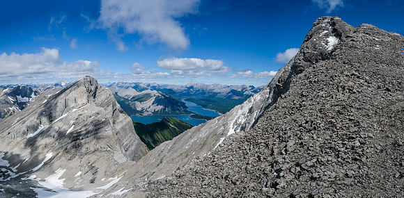 Views up the summit ridge and across to Mount Sarrail.