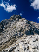 Some detours are required to climber's left to avoid over hanging sections of ridge.
