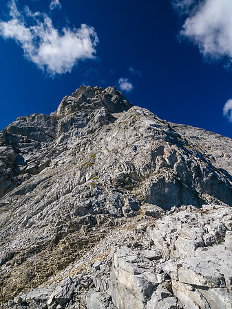Some detours are required to climber's left to avoid over hanging sections of ridge.