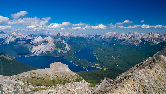 Incredible views over the Kananaskis Lakes with The Turret in the foreground.