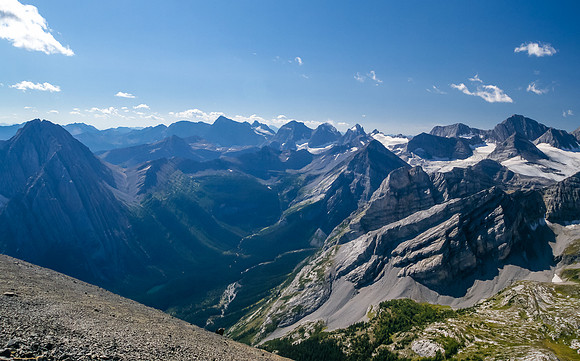 The Petain Creek Valley with Aosta at left and Abruzzi (C),  Cordona, Nivelle, Petain at right.