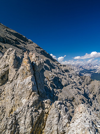 Descending the crux notch.