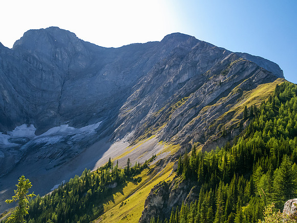 A last look up the NE ridge to the summit of Mount Fox.