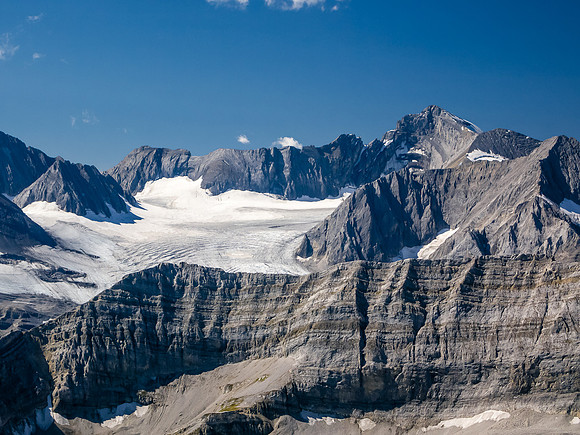 Joffre rises at right over the Petain Glacier.