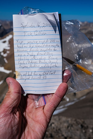 Summit register. We're the first to sign in 20 years!