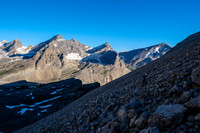 Grinding our way up west scree slopes of Mount Harris.
