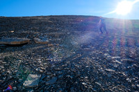 Hiking up the giant west scree slopes of Mount Harris.