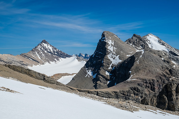 Views to Willingdon (L) and Clearwater (R) with our access col at lower center.