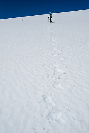 Snow on the upper slopes assisted both ascent and descent.