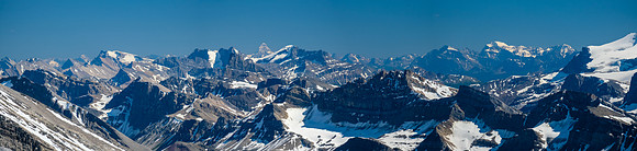 Views through Richardson and Pika to Assiniboine and Mount Ball.