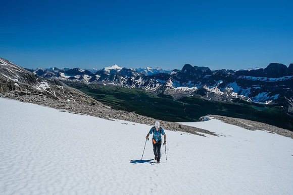 Snow on the upper slopes assisted both ascent and descent.