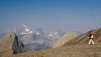 Jon with Onslow to the left and Defender just right of center. Royal peaks in the distance.
