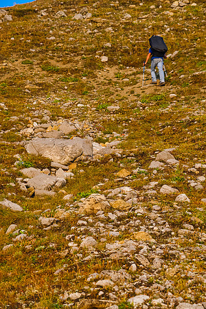 Rod is grunting up the lower SE ridge of Northover to the col with Warrior before wrapping around the SW face