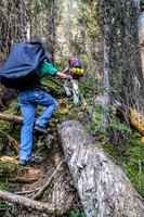 Rod and Jon on the rough trail between Kananaskis Lake and Hidden Lake.
