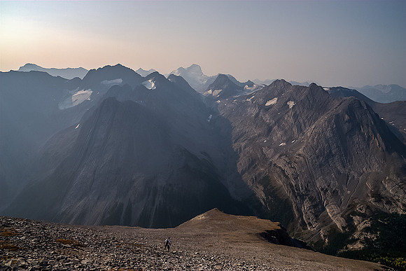 Jon descends the upper south slope of Putnik before we'll start contouring to our right. Lyautey at left in the fg