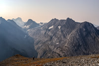 Great views of Joffre, Northover and its glacier and outliers of Lyautey (R) from descent.