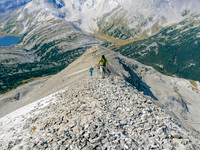Vern and Rod on the west ridge with Aster Lake and Creek to the left.