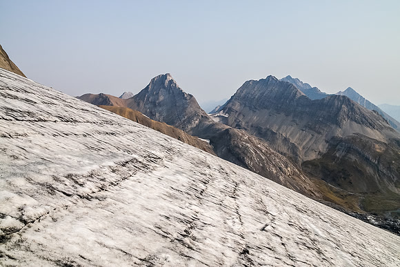 Looking north off the gently angled glacier towards Northover.