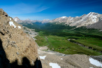 Views down and across the Siffleur River valley from Quartzite Col to Kentigern and Clearwater (R).
