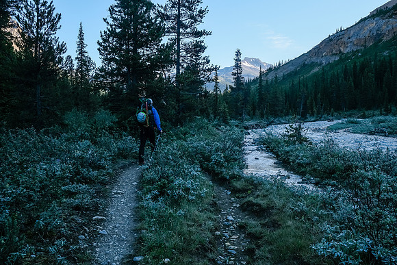 Hiking up Mosquito Creek with frost on the ground!