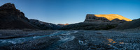 Mount Harris catches sunset as we hike the eastern flats to our bivy.