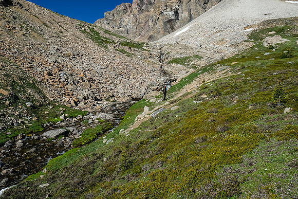 Backpacking into the bowl between Kentigern and Clearwater.