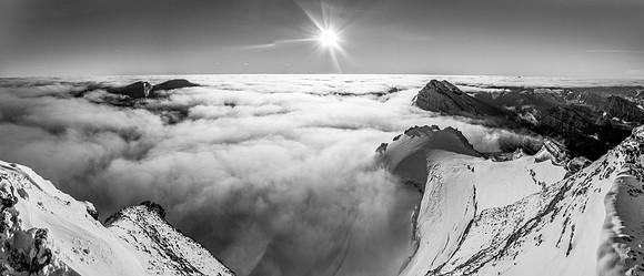 The clouds are starting to dissipate already - Harris is now visible and Tower and Crown are more visible. Also note the steep glacier under the north side of the south ridge.