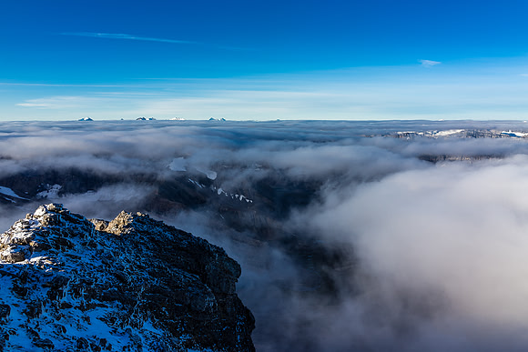 Only the Lake Louise 11000ers are peeking above the clouds!