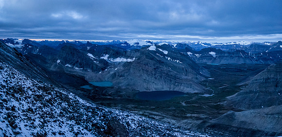An early morning pano from freshly snowed scree. It's actually much darker than on this photo.