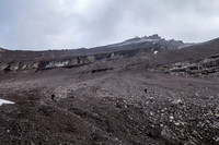 Defeated for today! Summit is in clouds above us here.
