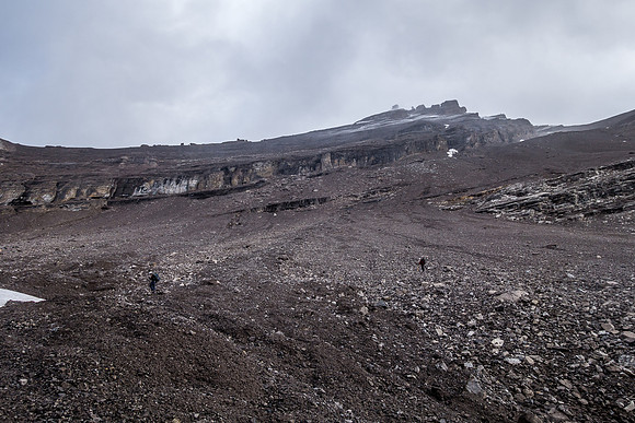 Defeated for today! Summit is in clouds above us here.