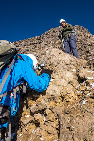 Ben comes down the crux.