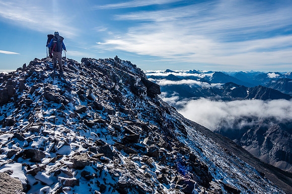 On the summit ridge of Crown Peak.