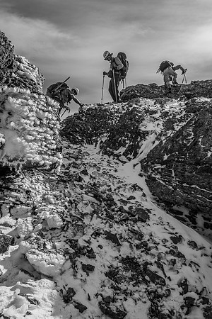 Some tricky down climbing from Crown Peak to the Willingdon col.