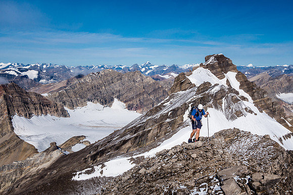 Eric comes up to the summit of Crown with Willingdon behind.