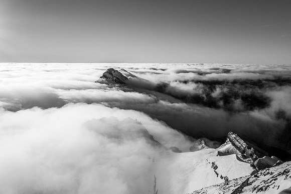 Crown Peak and South Willingdon above the clouds.
