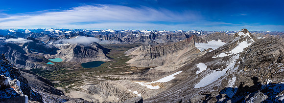 Looking over the Siffleur River Valley and Devon Lakes. Upland Lake is the darker one under Devon.