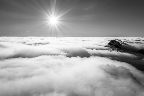 Crown Peak and South Willingdon above the clouds.