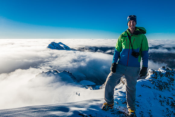 Vern on the summit of Mount Willingdon with Crown and Tower in the background.