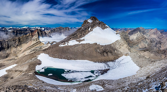 Willingdon with the tarn as seen from the descent slopes of Crown Peak.