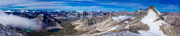 Looking west over Devon Lakes with Willingdon and Crown Peaks on the right.
