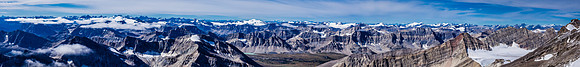 A giant panorama from Lake Louise to the Columbia Icefields.