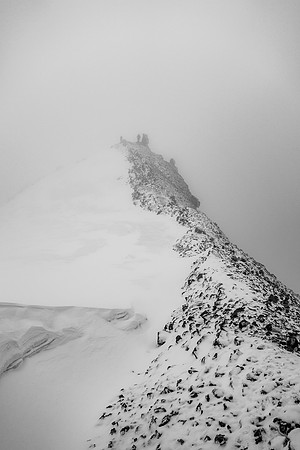 Eric and Ben on the south ridge - now we're in the clouds.