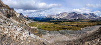 Finally near the bottom of the slopes from col looking across the Siffleur River Valley. Willingdon, Crown and Tower on the far right.