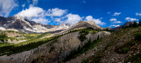 Looking ahead to the col (R) and the upper valley (L) - you should be on climber's right of the major drainage you see just ahead of me here.