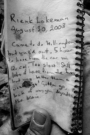 Devon Mountain Summit Register.
