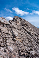 The scrambling goes from "easy" to "moderately easy" near the summit of Devon Mountain.