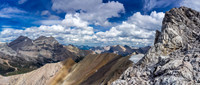 A look at where we go next with Eric descending the ridge on the right.