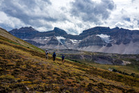 Hiking back around the NW side of Devon on our way to the bivy near Devon Lakes. Mosquito, Ramp and Quartzite in the distance.