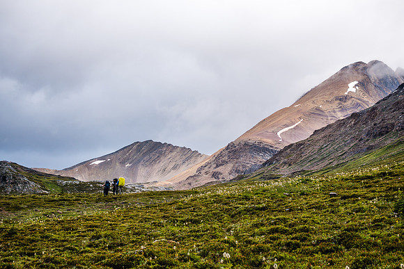 Approaching Dolomite Pass with Cirque Peak rising above on the right.